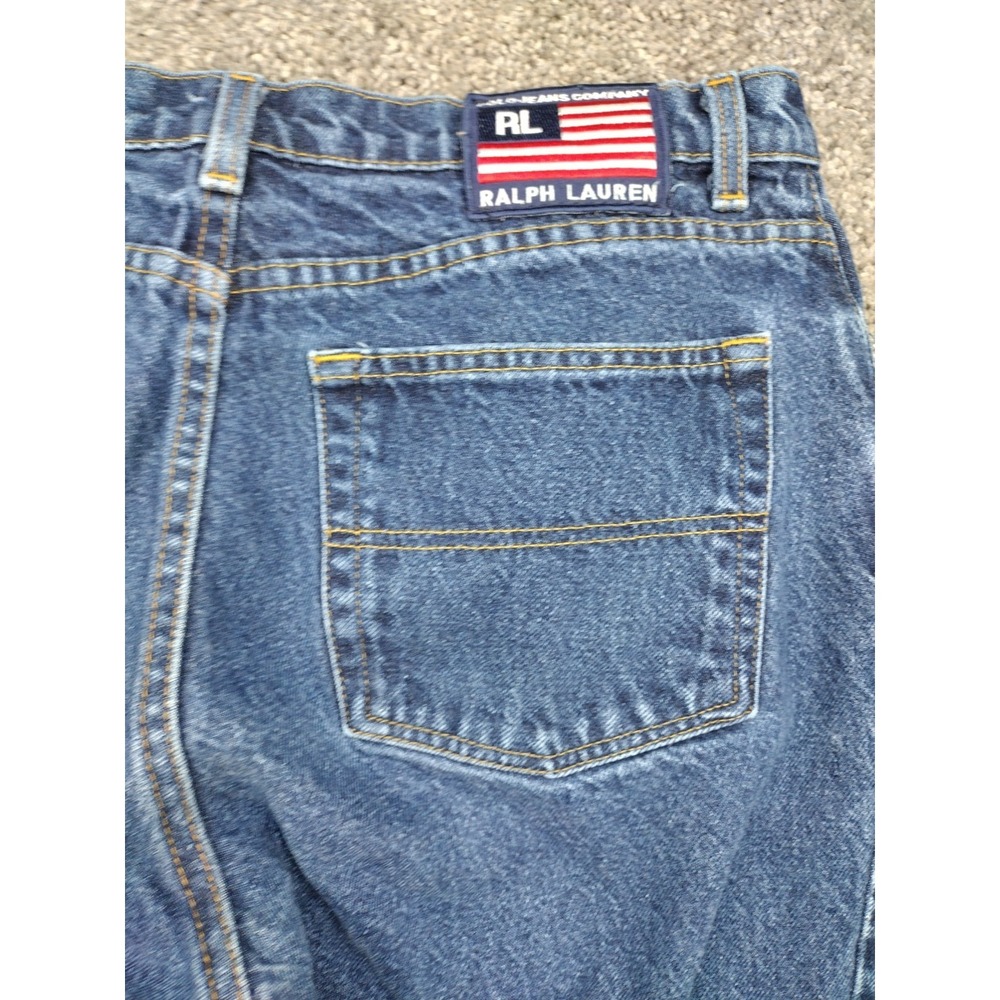 Polo Jean Co Ralph Lauren Women's Blue Denim Jeans Size 14x29 Straight Leg Flag - Picture 15 of 16